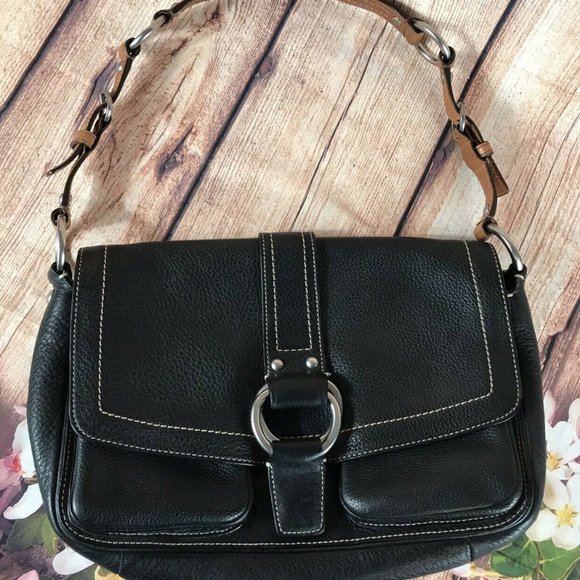 Black Leather Coach Shoulder Bag - Picture 2 of 4